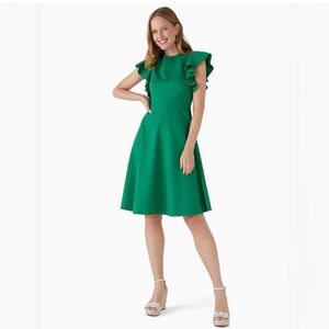 NWT Kate Spade Ponte Flutter Sleeve Dress Green 4